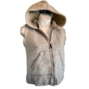 RALPH LAUREN BLUE LABEL grey fleece hoodie vest, detachable hoodie. XS